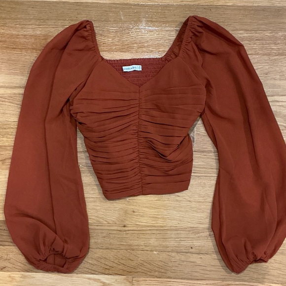 Abercrombie & Fitch Terracotta Puff Sleeve Blouse - Picture 1 of 2